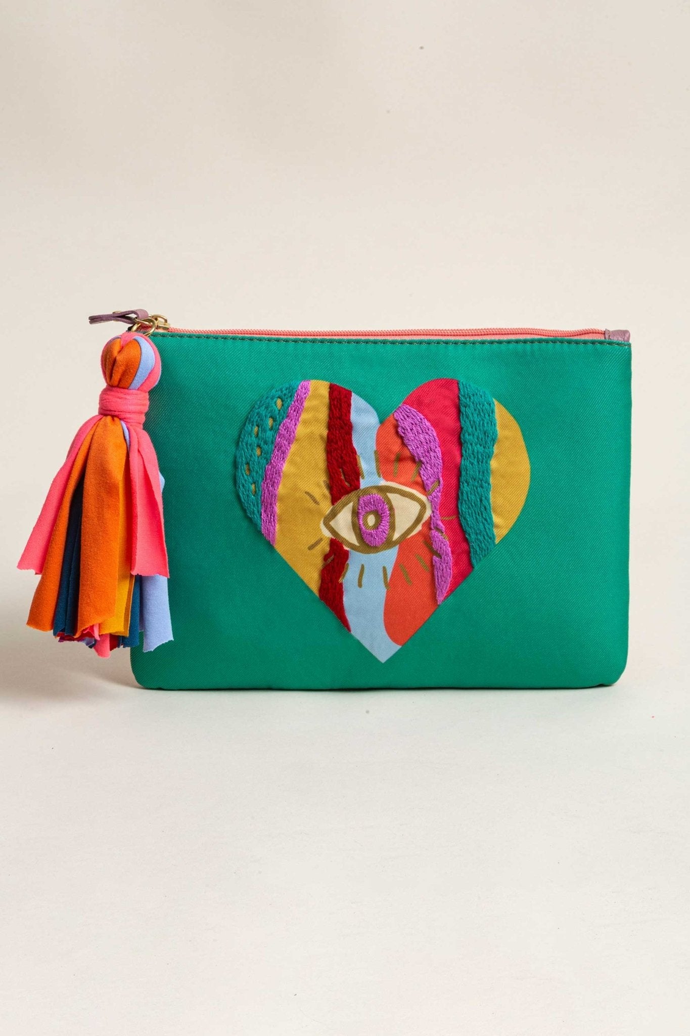 Pouch bag bordada Corazón Jade - LOVENOCK